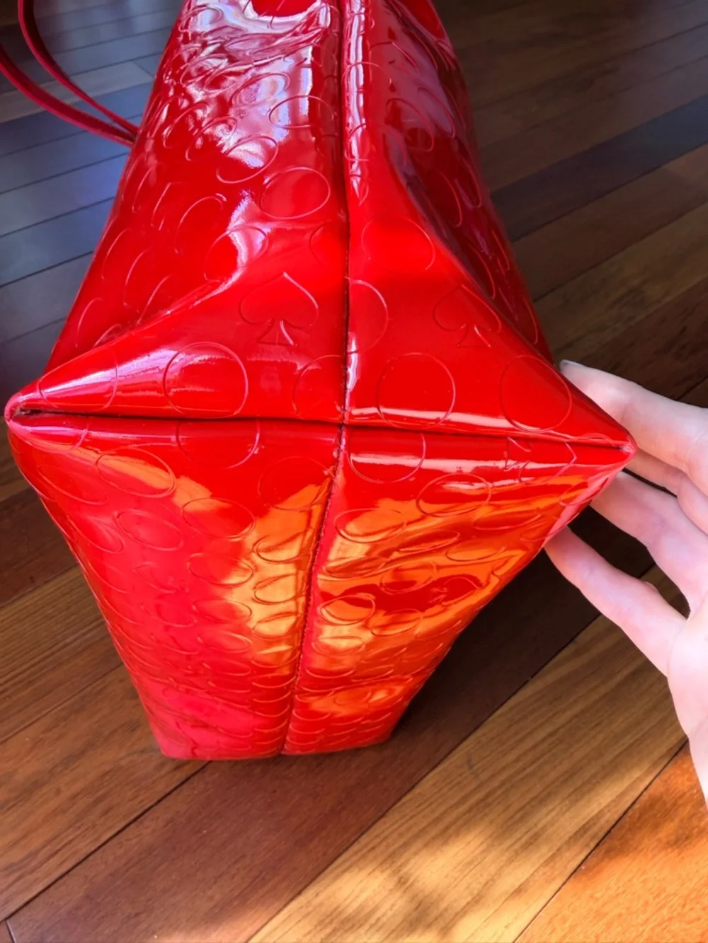 Kate Spade New York Red Patent Leather Polka Dot Tote Bag